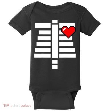 Pixelated Heart Pixel Skeleton Costume Halloween Gaming Baby Bodysuit