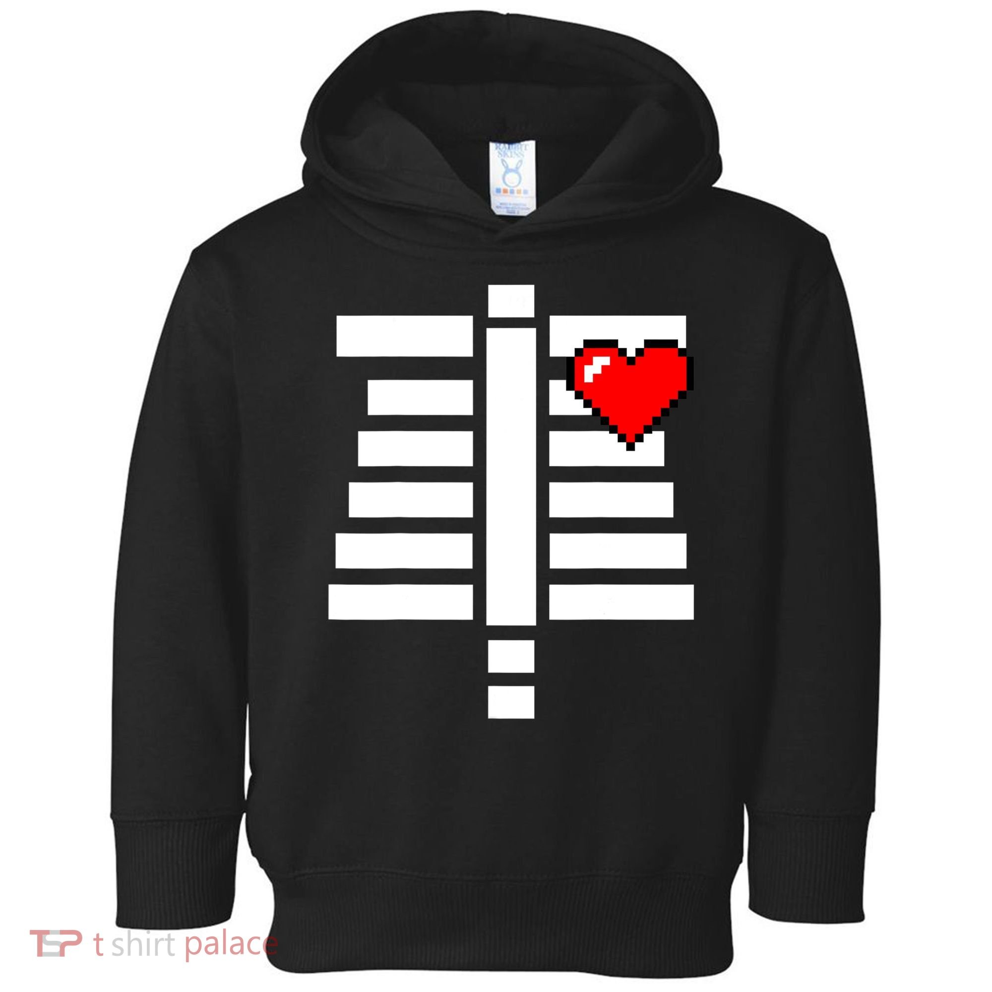 Pixelated Heart Pixel Skeleton Costume Halloween Gaming Toddler Hoodie