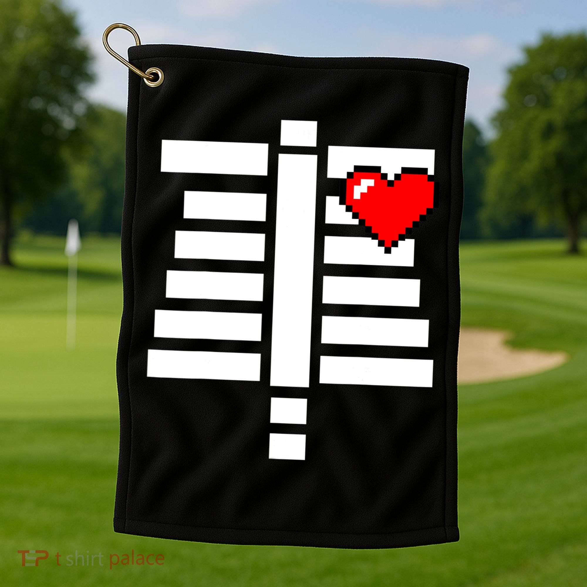 Pixelated Heart Pixel Skeleton Costume Halloween Gaming Golf Towel