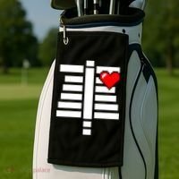 Pixelated Heart Pixel Skeleton Costume Halloween Gaming Golf Towel thumb 2