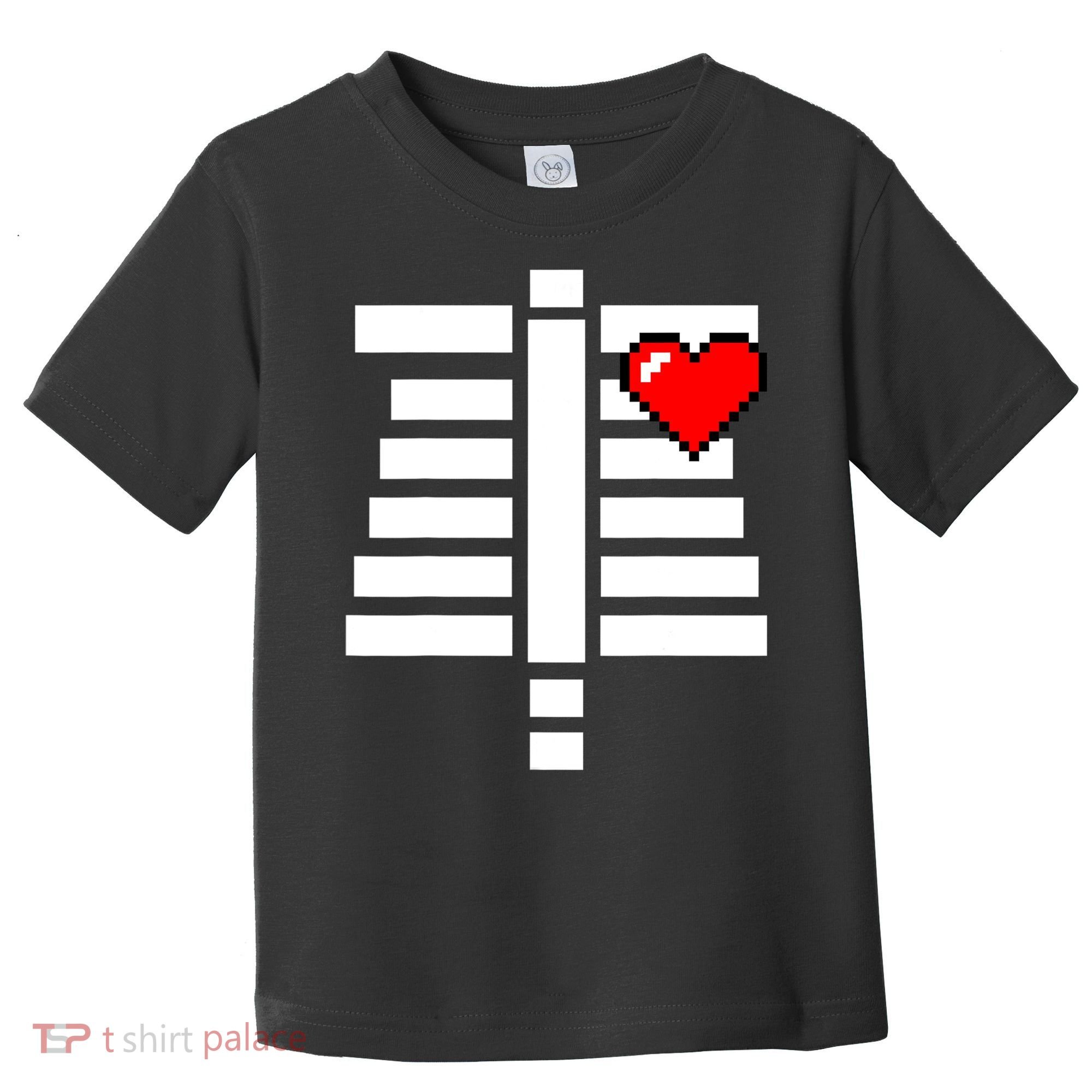 Pixelated Heart Pixel Skeleton Costume Halloween Gaming Toddler T-Shirt