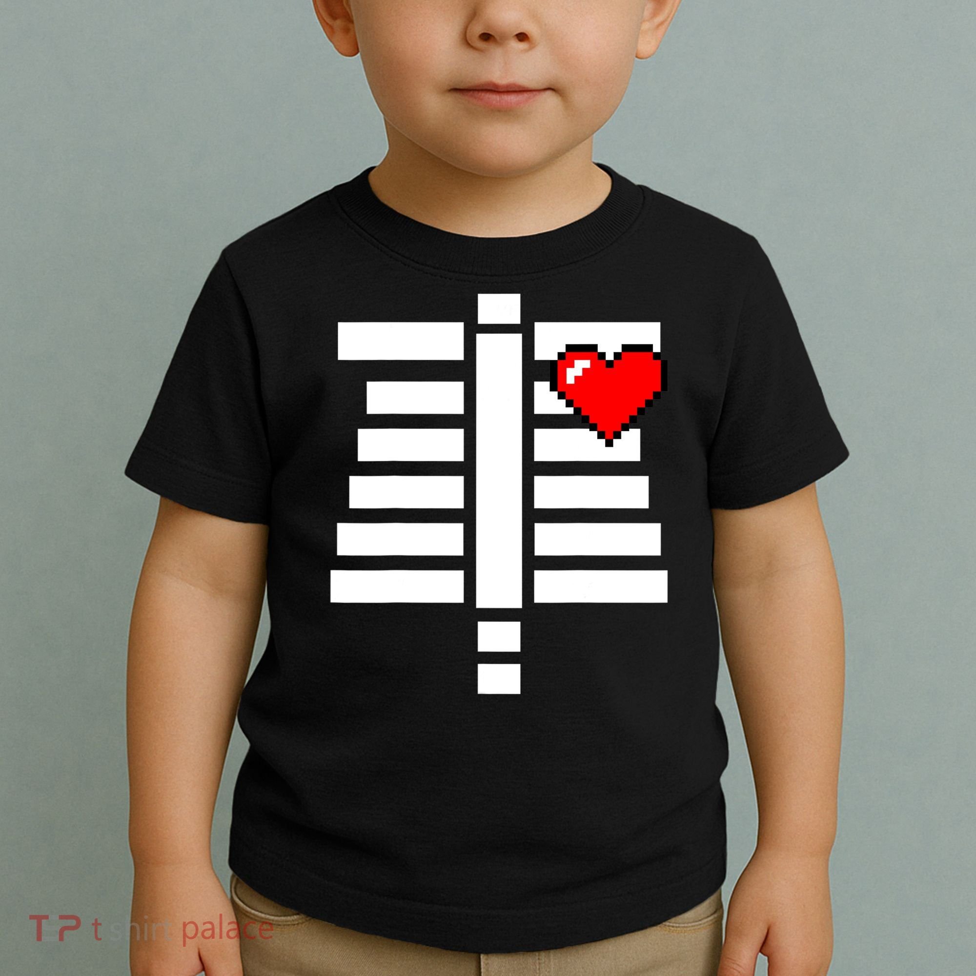 Pixelated Heart Pixel Skeleton Costume Halloween Gaming Toddler T-Shirt