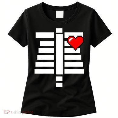 Pixelated Heart Pixel Skeleton Costume Halloween Gaming Women's T-Shirt