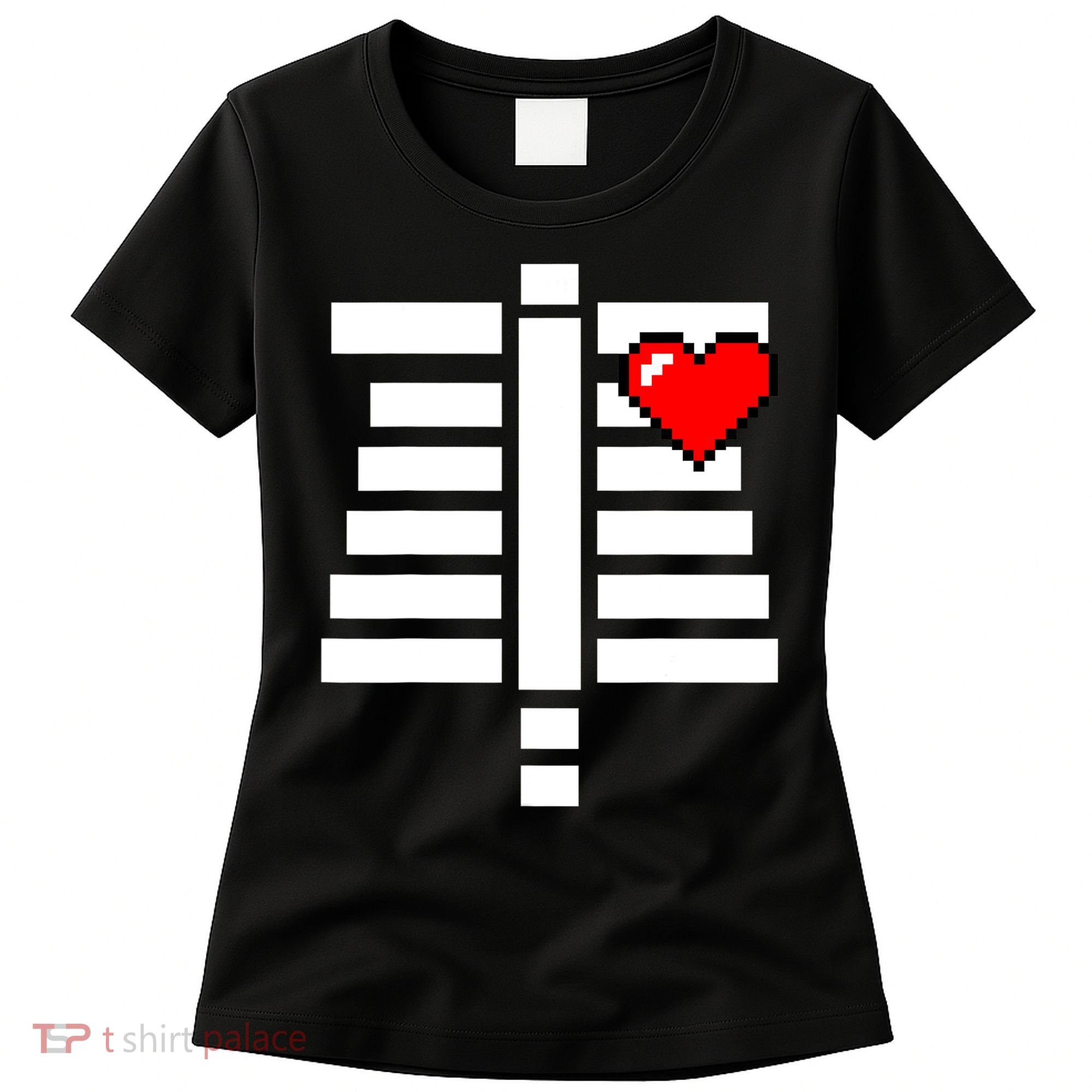 Pixelated Heart Pixel Skeleton Costume Halloween Gaming Women's T-Shirt