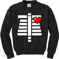 Pixelated Heart Pixel Skeleton Costume Halloween Gaming Kids Sweatshirt thumb 0