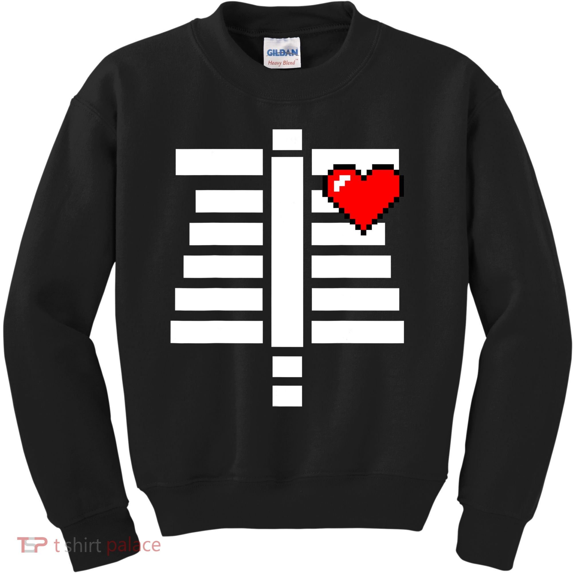 Pixelated Heart Pixel Skeleton Costume Halloween Gaming Kids Sweatshirt