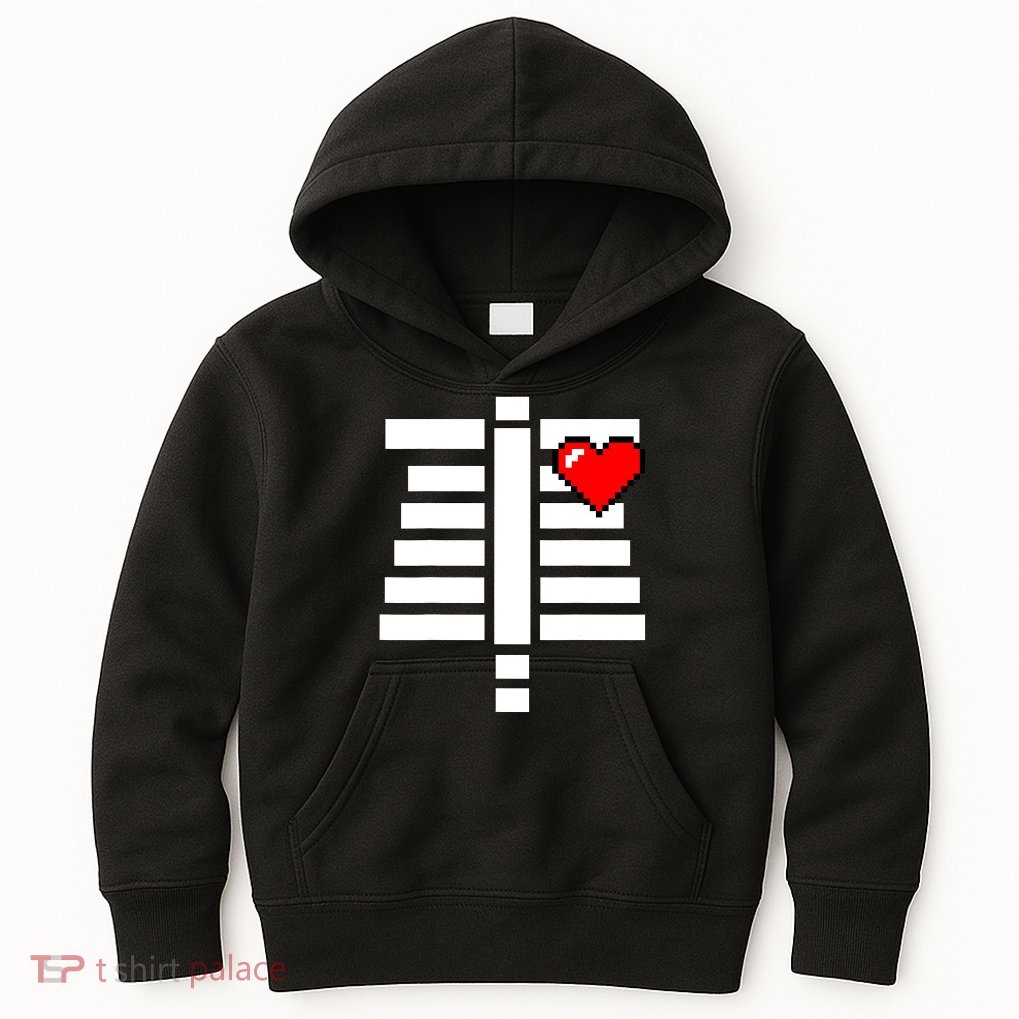 Pixelated Heart Pixel Skeleton Costume Halloween Gaming Kids Hoodie