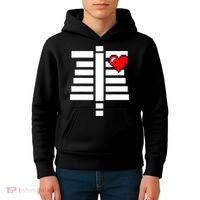 Pixelated Heart Pixel Skeleton Costume Halloween Gaming Kids Hoodie thumb 4