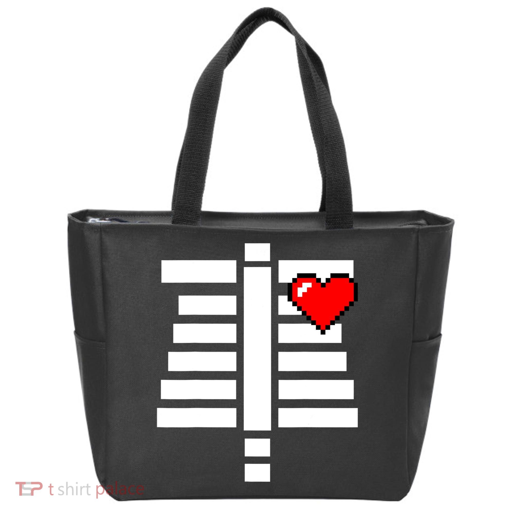 Pixelated Heart Pixel Skeleton Costume Halloween Gaming Tote Bag
