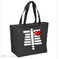 Pixelated Heart Pixel Skeleton Costume Halloween Gaming Tote Bag thumb 2