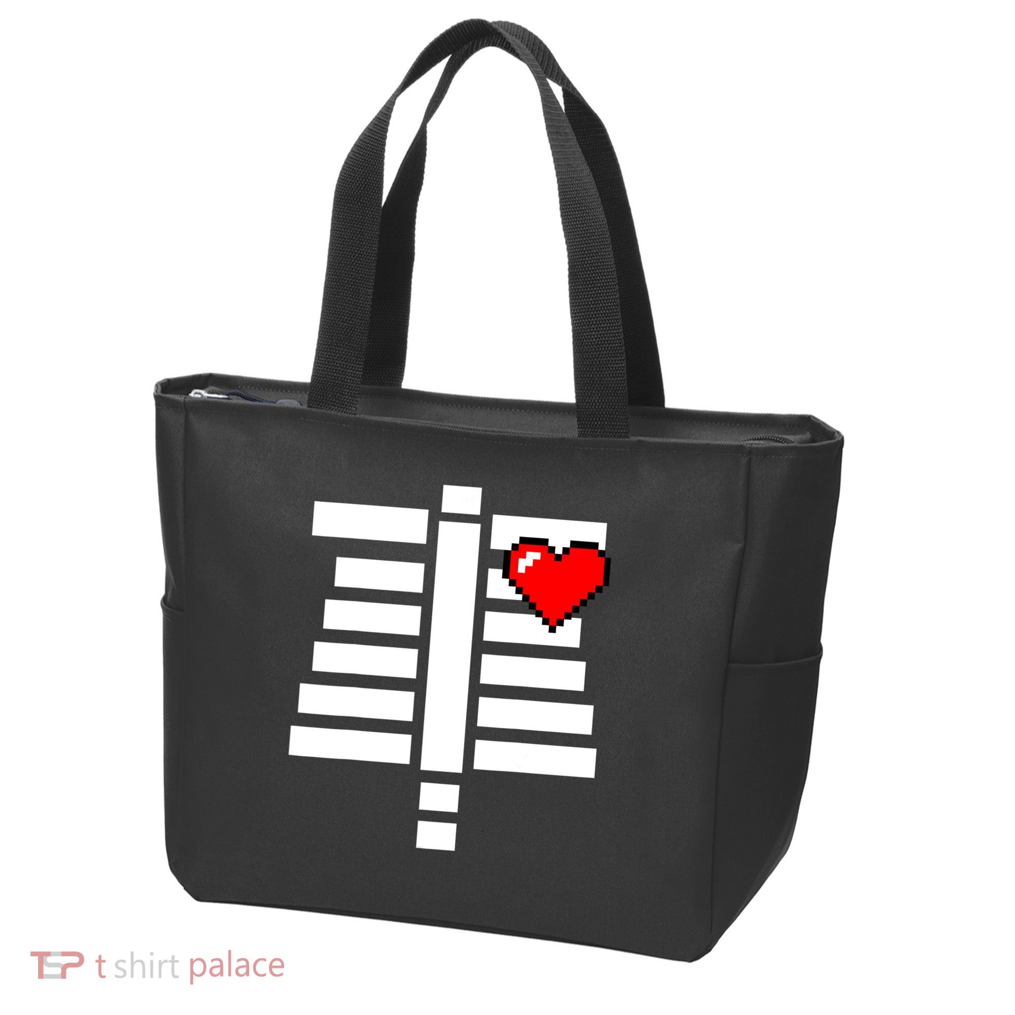Pixelated Heart Pixel Skeleton Costume Halloween Gaming Tote Bag