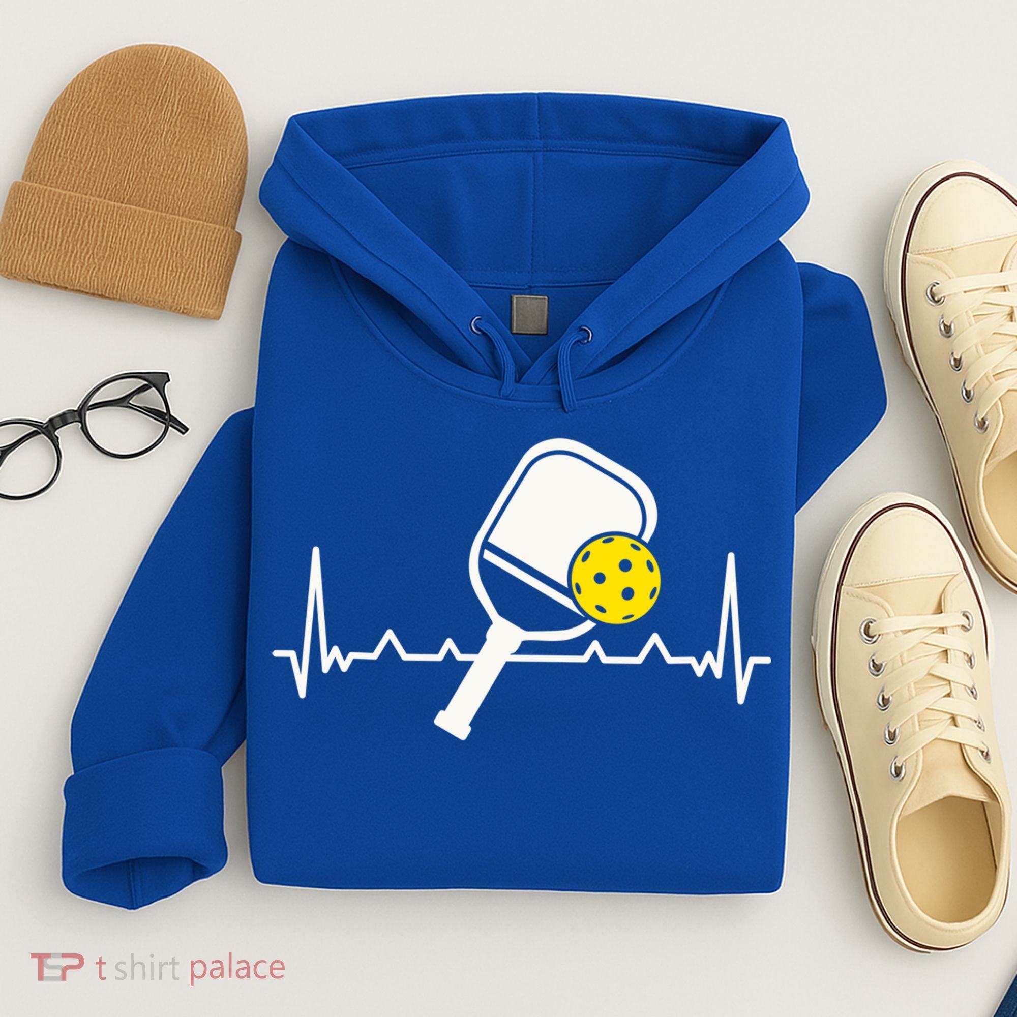 Pickleball Heartbeat Paddleball Gift Racket Singles Doubles Sport Gift Hoodie