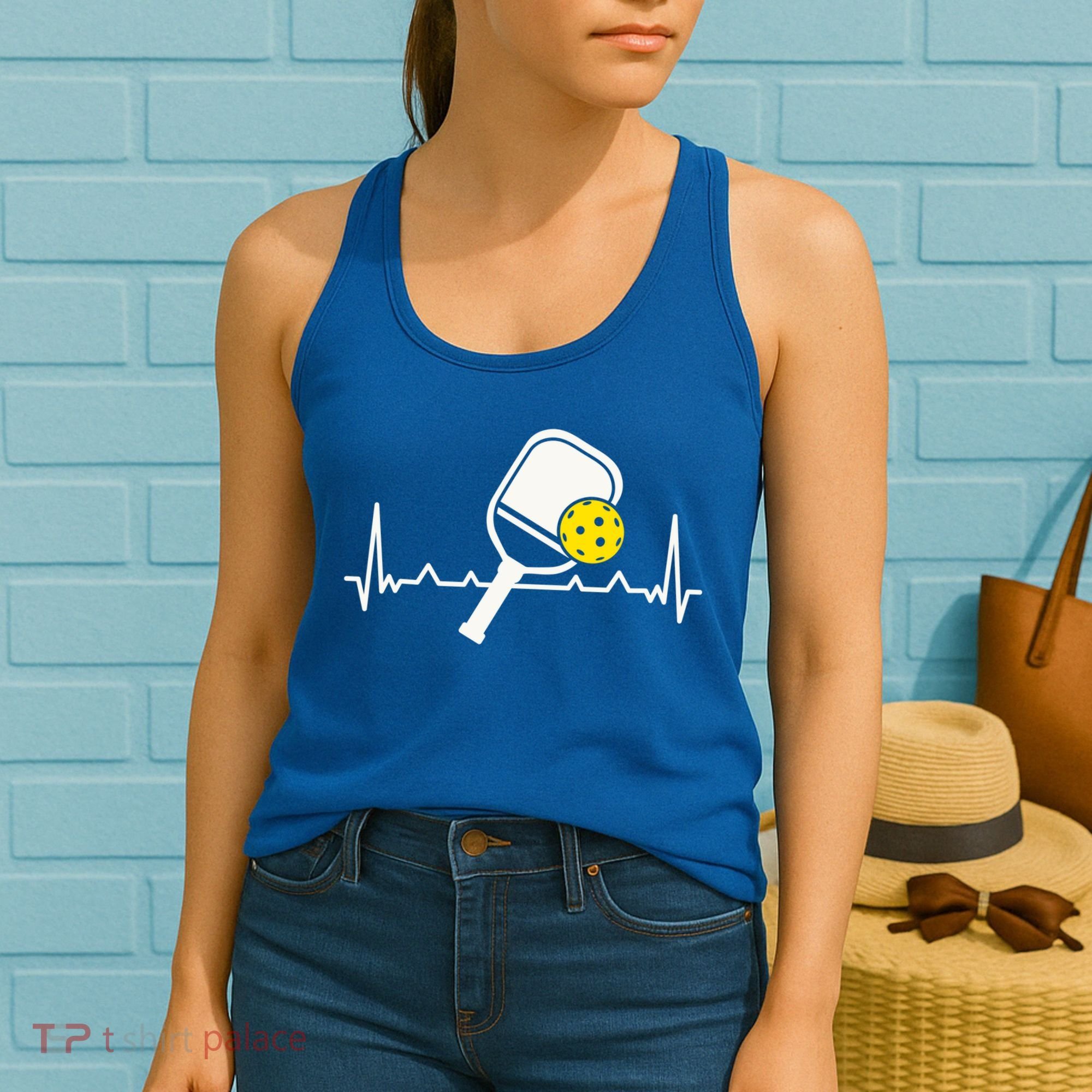 Pickleball Heartbeat Paddleball Gift Racket Singles Doubles Sport Gift Women's Tank Top