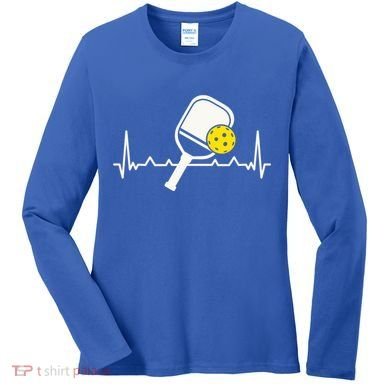 Pickleball Heartbeat Paddleball Gift Racket Singles Doubles Sport Gift Women's Long Sleeve Shirt