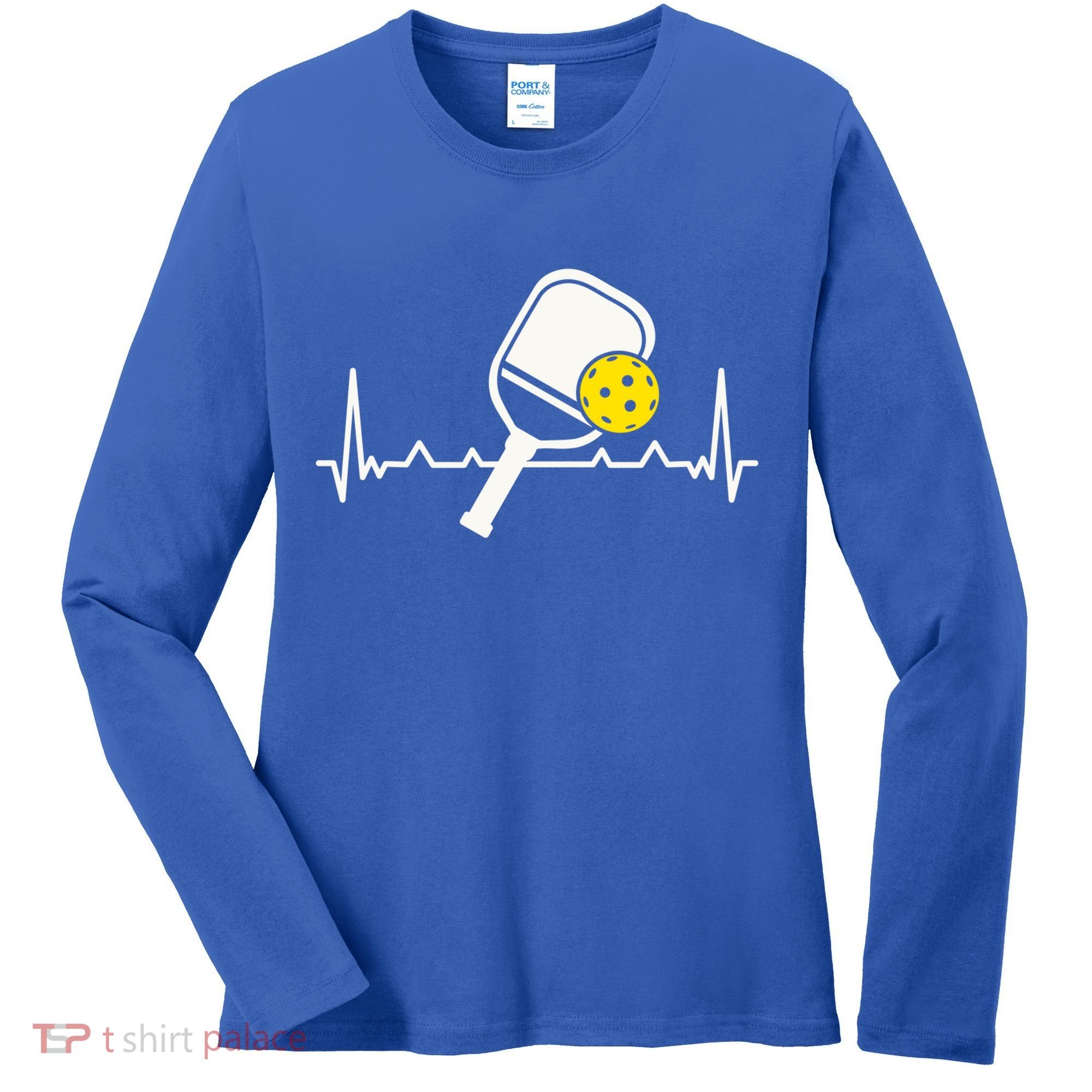 Pickleball Heartbeat Paddleball Gift Racket Singles Doubles Sport Gift Women's Long Sleeve Shirt