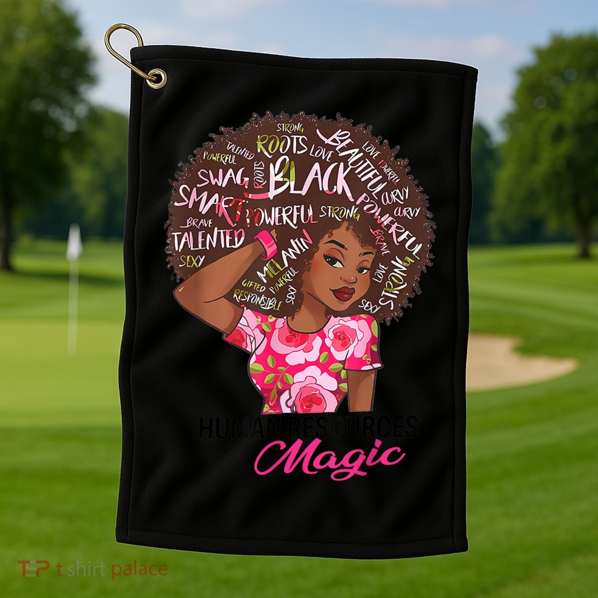 Proud Human Resources That Magic Black Afro HR Job Pride Golf Towel