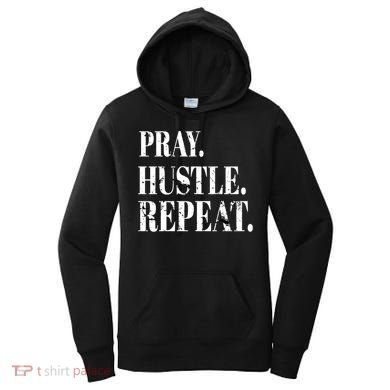 Pray Hustle Repeat Vintage Retro Distress Faith Gift Women's Hoodie
