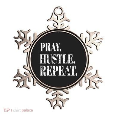 Pray Hustle Repeat Vintage Retro Distress Faith Gift Ornament