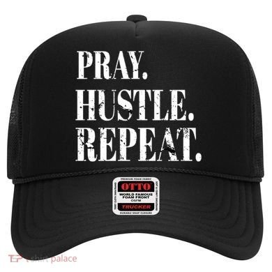 Pray Hustle Repeat Vintage Retro Distress Faith Gift Hat