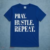 Pray Hustle Repeat Vintage Retro Distress Faith Gift T-Shirt thumb 5