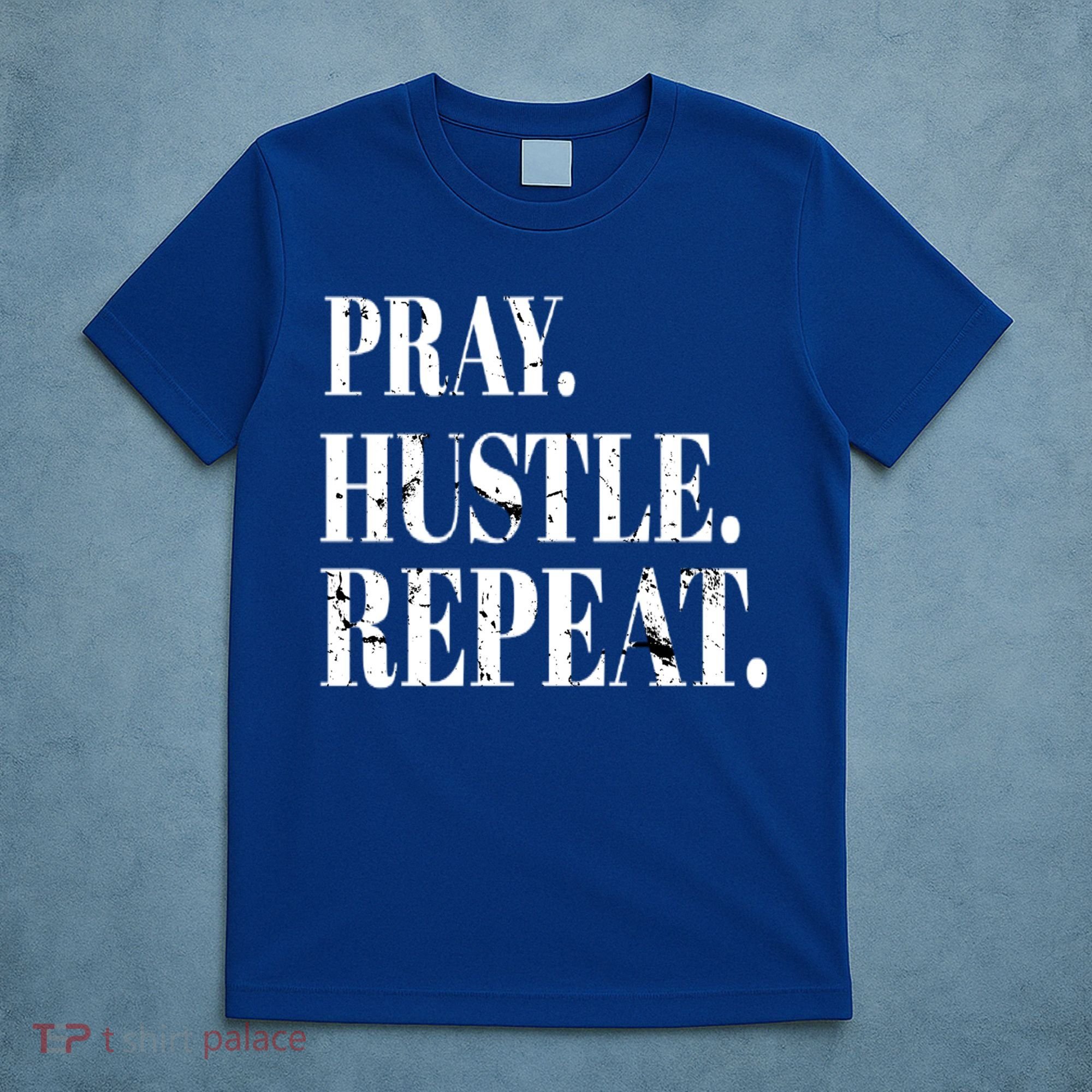 Pray Hustle Repeat Vintage Retro Distress Faith Gift T-Shirt