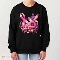 Pink_ Hummingbird Sunflower Breast Cancer Awareness Support Women's Sweatshirt thumb 0
