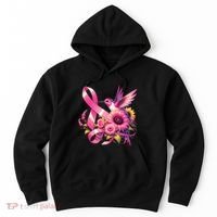 Pink_ Hummingbird Sunflower Breast Cancer Awareness Support Hoodie thumb 0