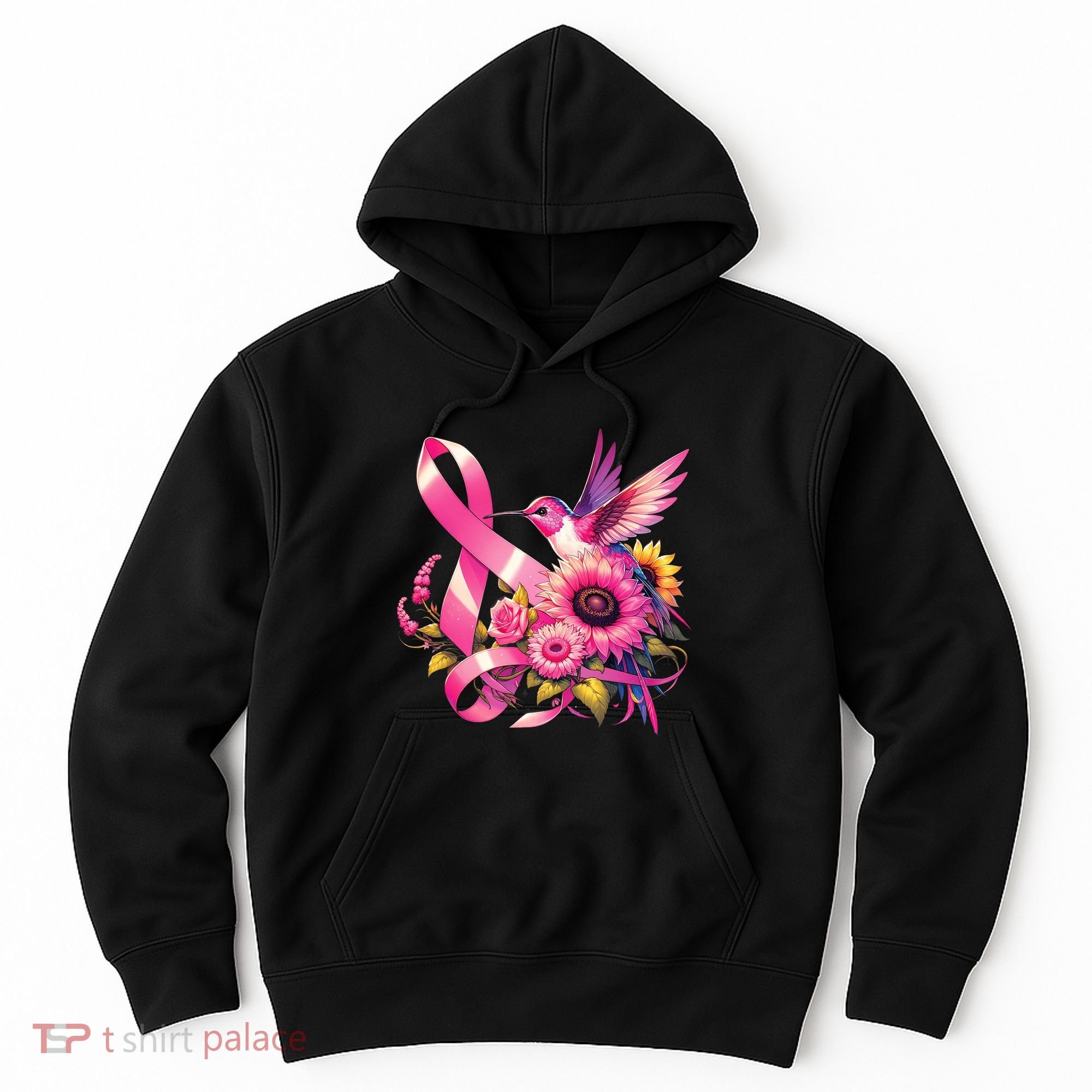 Pink_ Hummingbird Sunflower Breast Cancer Awareness Support Hoodie