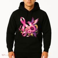 Pink_ Hummingbird Sunflower Breast Cancer Awareness Support Hoodie thumb 2