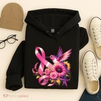 Pink_ Hummingbird Sunflower Breast Cancer Awareness Support Hoodie thumb 4