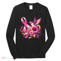 Pink_ Hummingbird Sunflower Breast Cancer Awareness Support Long Sleeve Shirt thumb 0
