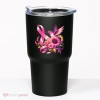 Pink_ Hummingbird Sunflower Breast Cancer Awareness Support Tumbler thumb 0