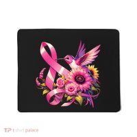 Pink_ Hummingbird Sunflower Breast Cancer Awareness Support Mousepad thumb 0