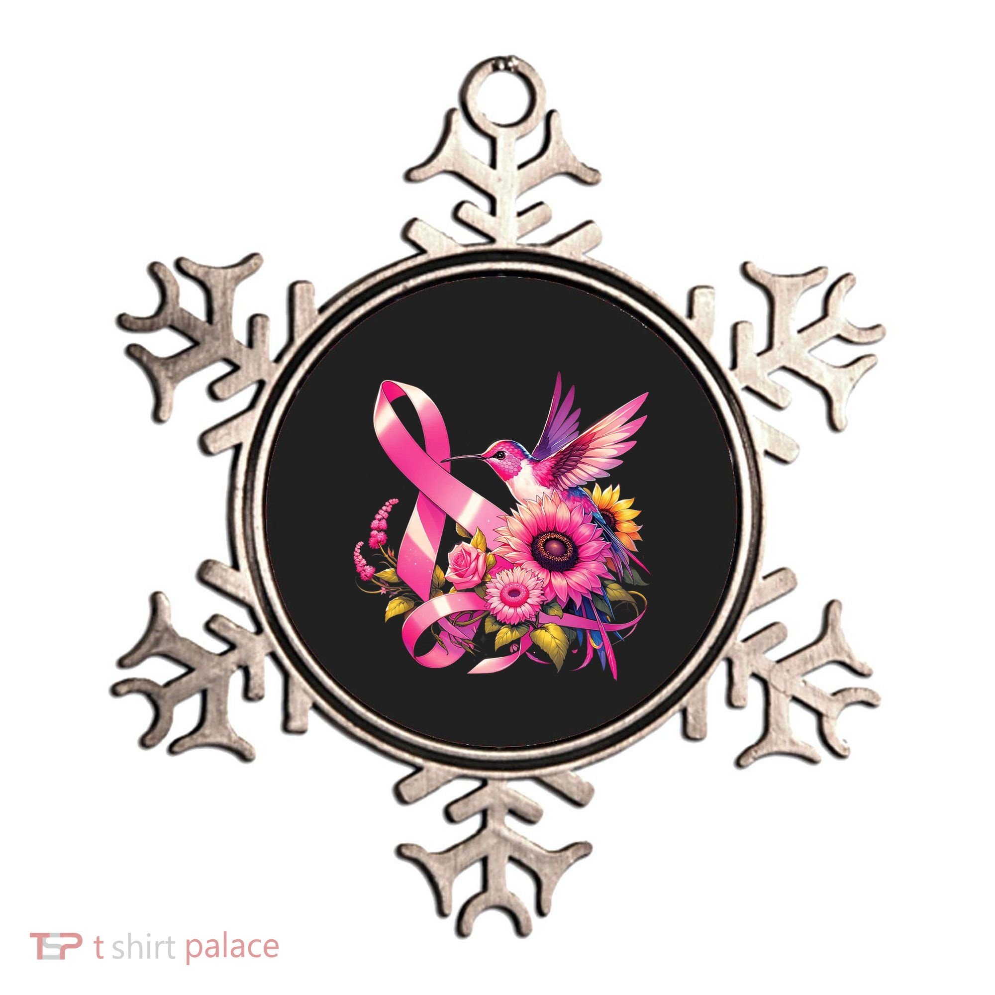 Pink_ Hummingbird Sunflower Breast Cancer Awareness Support Ornament