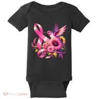 Pink_ Hummingbird Sunflower Breast Cancer Awareness Support Baby Bodysuit thumb 0