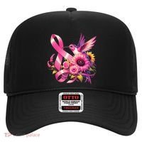 Pink_ Hummingbird Sunflower Breast Cancer Awareness Support Hat thumb 0