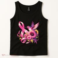 Pink_ Hummingbird Sunflower Breast Cancer Awareness Support Tank Top thumb 2