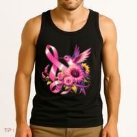 Pink_ Hummingbird Sunflower Breast Cancer Awareness Support Tank Top thumb 3
