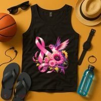 Pink_ Hummingbird Sunflower Breast Cancer Awareness Support Tank Top thumb 4