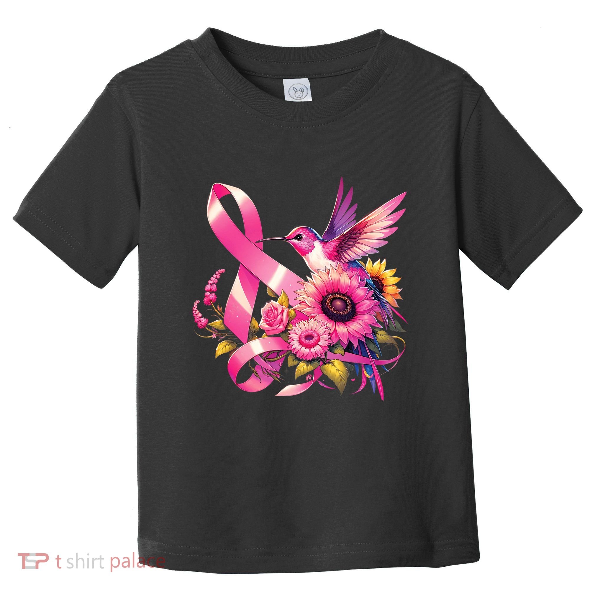 Pink_ Hummingbird Sunflower Breast Cancer Awareness Support Toddler T-Shirt