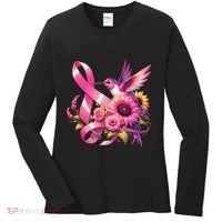 Pink_ Hummingbird Sunflower Breast Cancer Awareness Support Women's Long Sleeve Shirt thumb 0