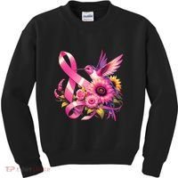 Pink_ Hummingbird Sunflower Breast Cancer Awareness Support Kids Sweatshirt thumb 0