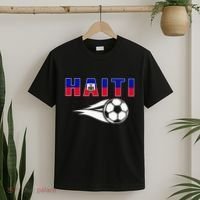 Proud Haiti Soccer Fans Jersey Haitian Flag Football Lovers T-Shirt thumb 2
