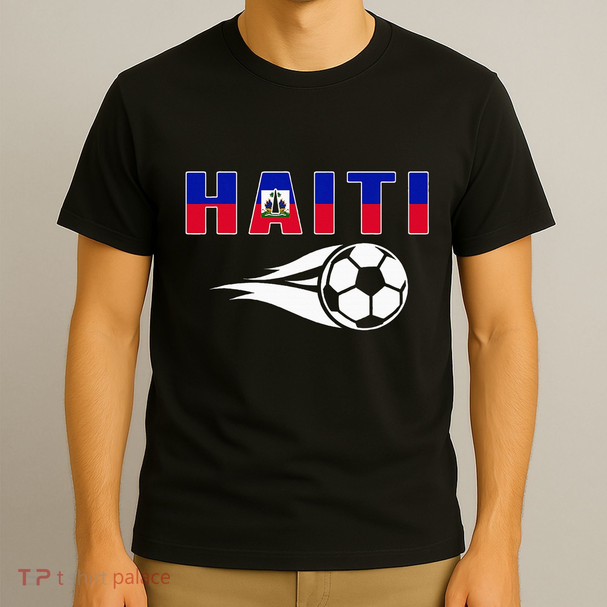 Proud Haiti Soccer Fans Jersey Haitian Flag Football Lovers T-Shirt