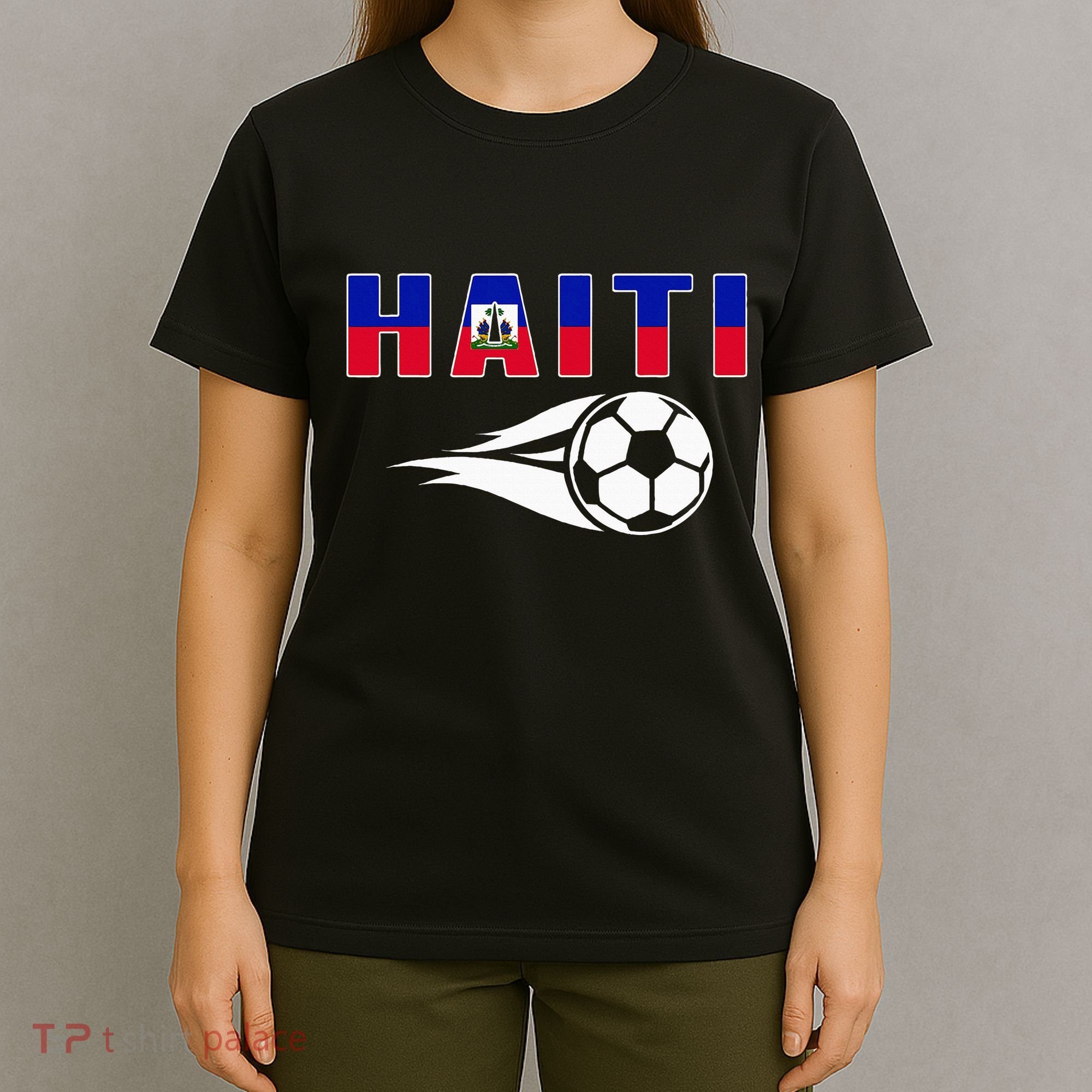 Proud Haiti Soccer Fans Jersey Haitian Flag Football Lovers T-Shirt