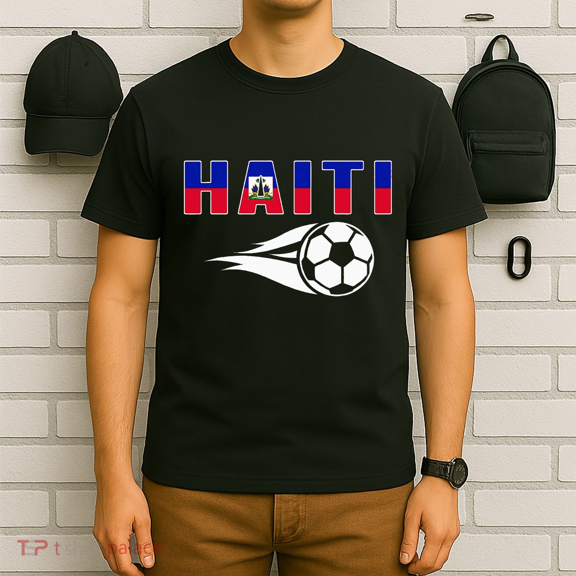 Proud Haiti Soccer Fans Jersey Haitian Flag Football Lovers T-Shirt