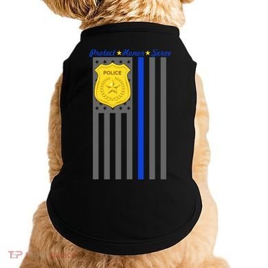 Protect Honor Serve Blue Striped Police Flag Doggie Tank
