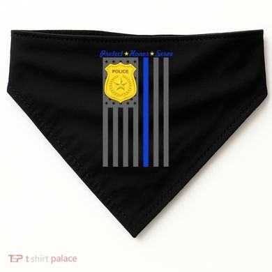 Protect Honor Serve Blue Striped Police Flag USA-Made Doggie Bandana