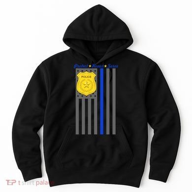 Protect Honor Serve Blue Striped Police Flag Hoodie
