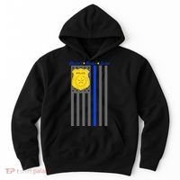 Protect Honor Serve Blue Striped Police Flag Hoodie thumb 0